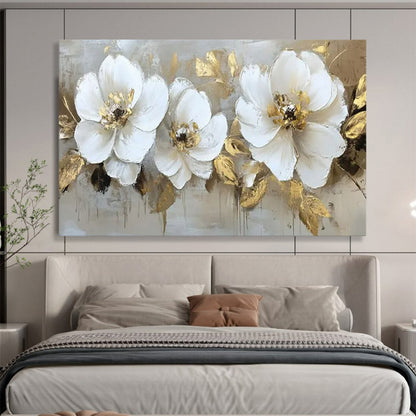 “Gilded Blooms” – Floral Acrylic Painting CT1705