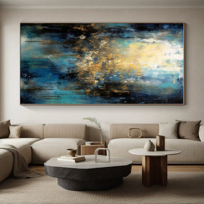 “Blue - Gold Abstract Light” - Abstract Landscape Art CT0451