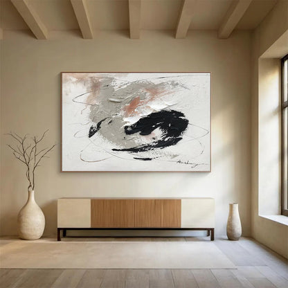 “Gray - Black - White Swirl” - Gray, black, white; swirling brush strokes and textures CT1564