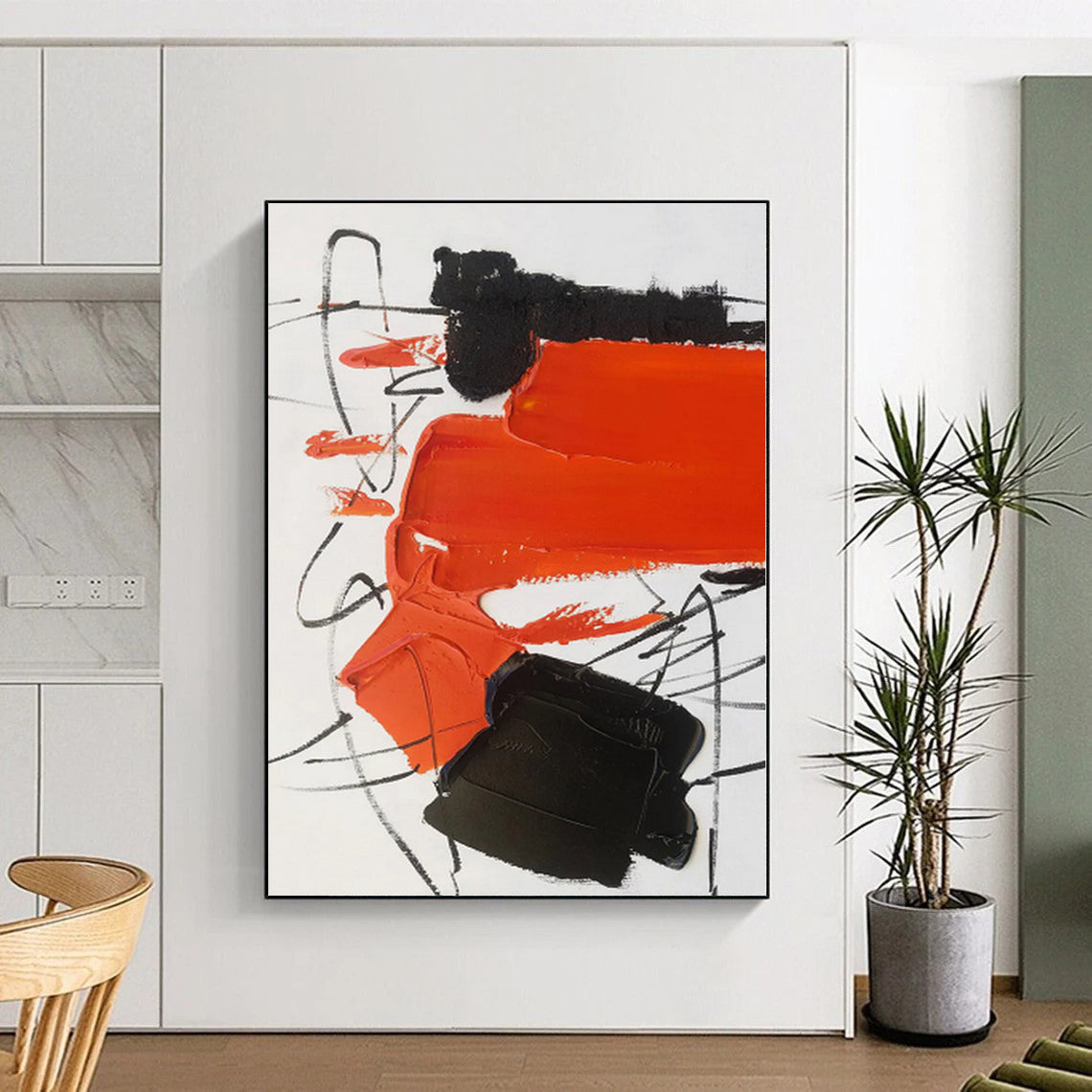 “Red - Black - White Abstract” - Abstract Expressionist Art CT0513