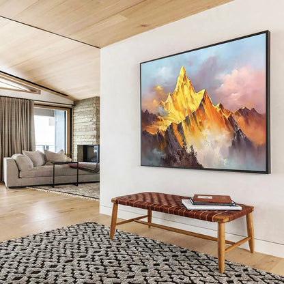“Sunset Peak” - Gold, orange, pink, purple; a single mountain bathed in sunset colors CT1557