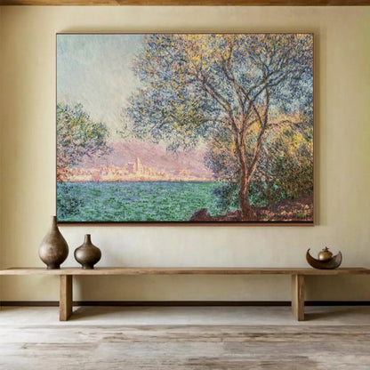 “Monet - Inspired Coastal Tree” - Greens, blues, soft pastels; impressionistic tree by the water CT1610