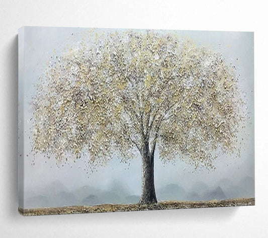 “Silver Tree” - Tones of silver - white, light gray, and brown; a fluffy crown like silver blossoms, a single tree against a hazy background CT1526