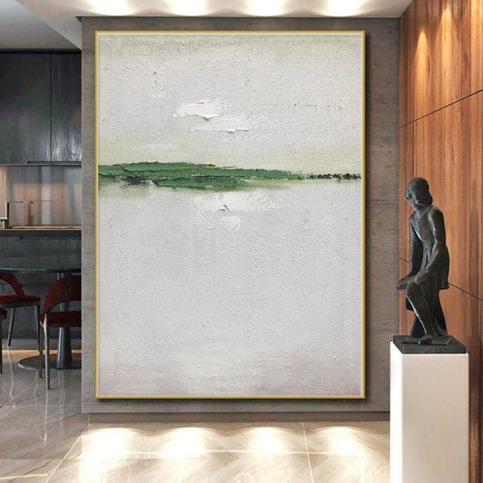 “Green - White Minimalist Abstraction” - Abstract Minimalist Art CT0492