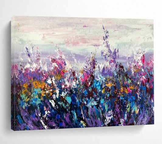 “Purple Meadow” - Shades of purple, pink, blue, and yellow; a dreamy flower field with colors blending like a hazy mist CT1530