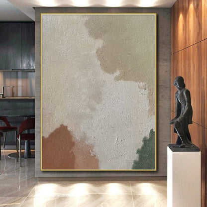 “Beige, Brown & Green Soft Patches” - Abstract Soft - Colored Painting CT0391