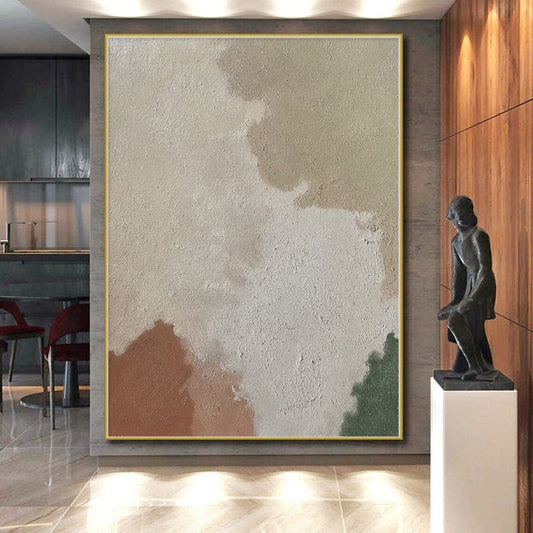 “Beige, Brown & Green Soft Patches” - Abstract Soft - Colored Painting CT0391