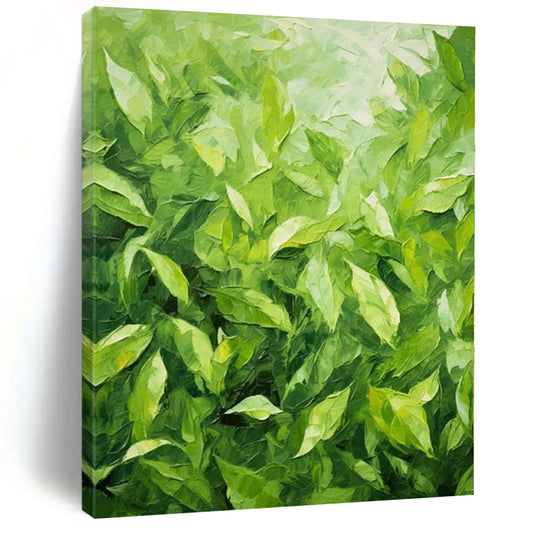 “Lush Green Leaves Impasto” Textured Acrylic Art CT0200