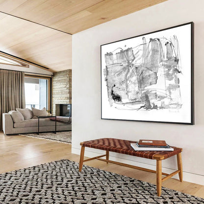Monochrome Abstract Shapes & Lines - Ink Wash Artwork CT1788