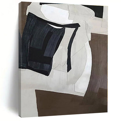 “Monochrome Geometric Forms”，Abstract Cubist - Inspired Acrylic Art CT0557