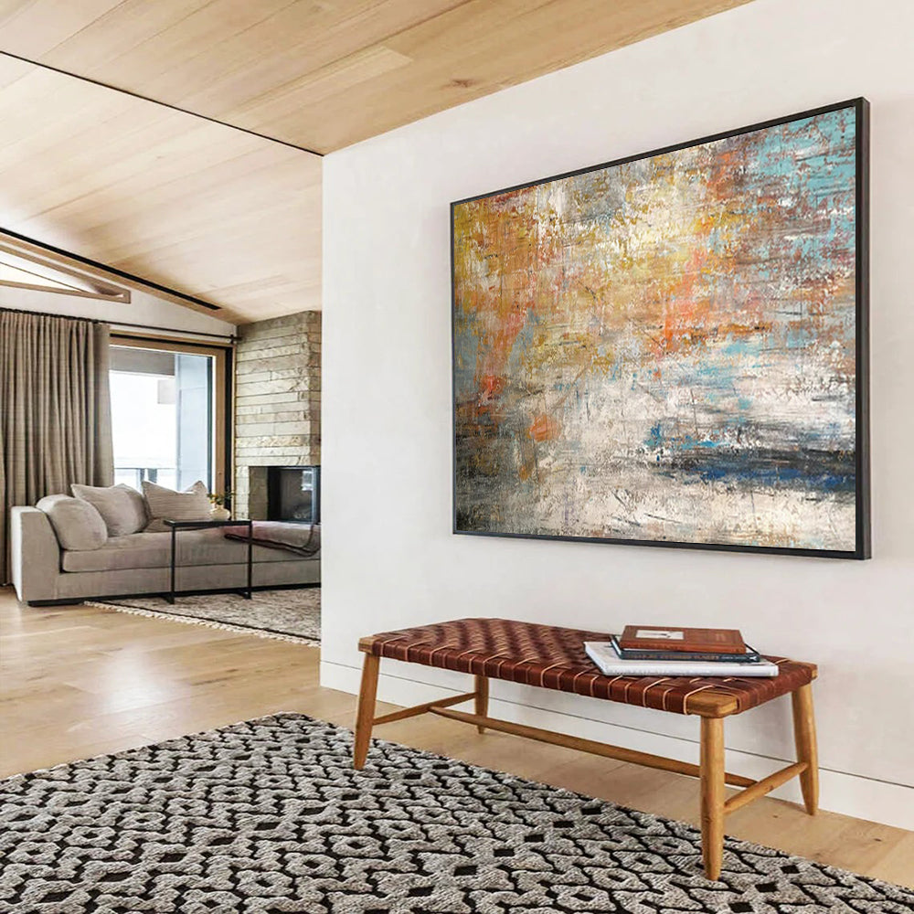 “Colorful Abstract Horizon” - Gold, orange, blue, gray; blended, vibrant horizon CT1584