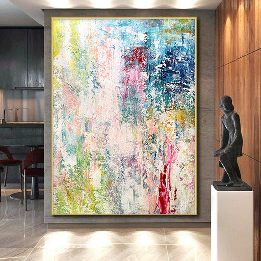 “Pastel Paradise” - Abstract Painting with Pink, Green, Blue, Yellow, White CT0042