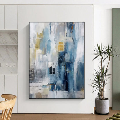 “Blue - Gray Abstract Urbanscape” - Abstract Cityscape Art CT0429