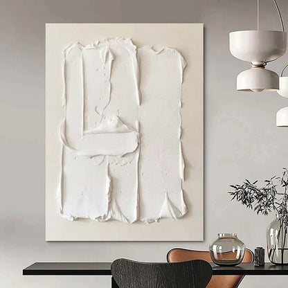 “Pure White Textured Shapes” Plaster Relief Art CT0145