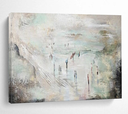 “Beach Scene Impression” – Impressionistic Figure Oil Painting CT1774
