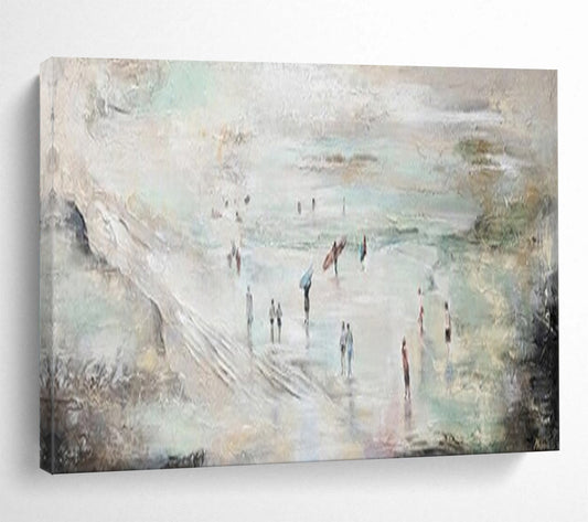 “Beach Scene Impression” – Impressionistic Figure Oil Painting CT1774