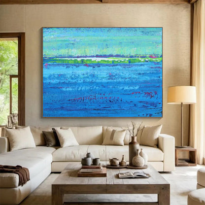 Vibrant Blue Waters & Colorful Horizon - Impressionistic Seascape CT1793
