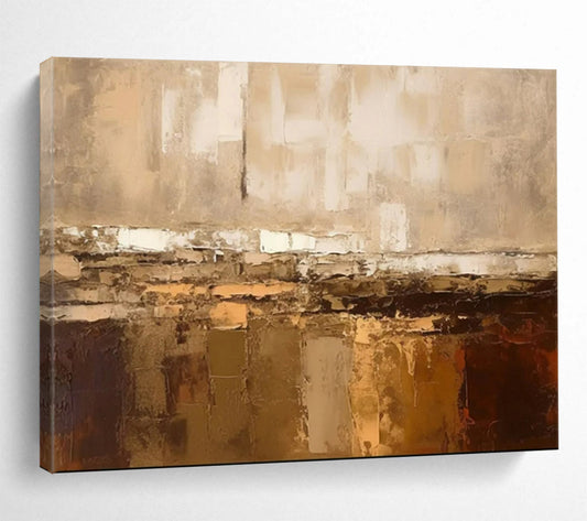“Earthy Layers” - Browns, beiges, whites; textured, stacked abstract forms CT1504