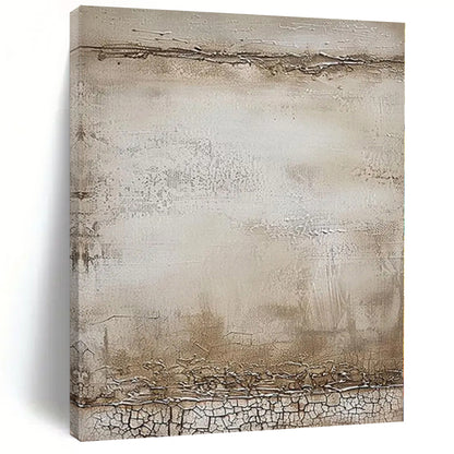 “Crackled Beige Canvas” - Abstract Painting with Textured, Crackled Beige CT0083