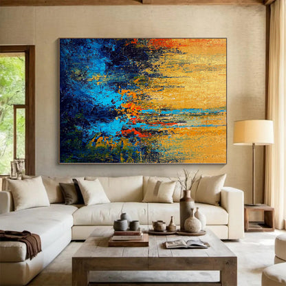 “Sunset Cityscape Abstraction” - Abstract Work with Yellow, Blue, Red, Green CT0027