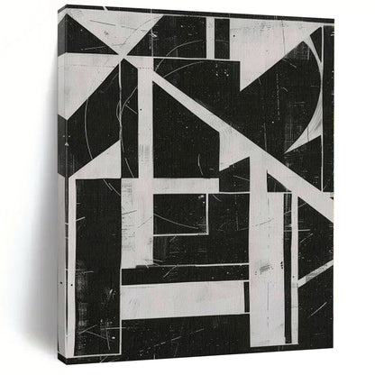 “Black - White Geometric Construct” Abstract Acrylic Art CT0263