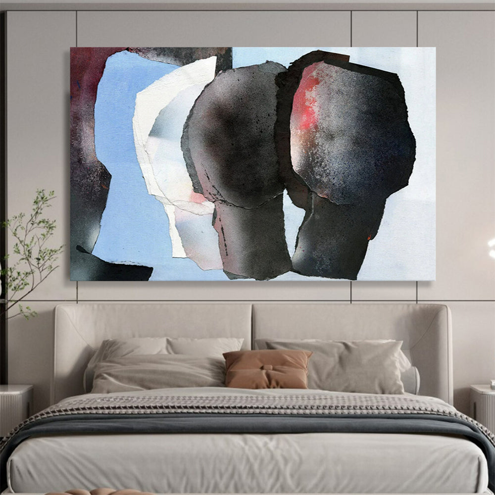 “Color - Accented Silhouette Collage” – Abstract Mixed - Media Collage CT1782