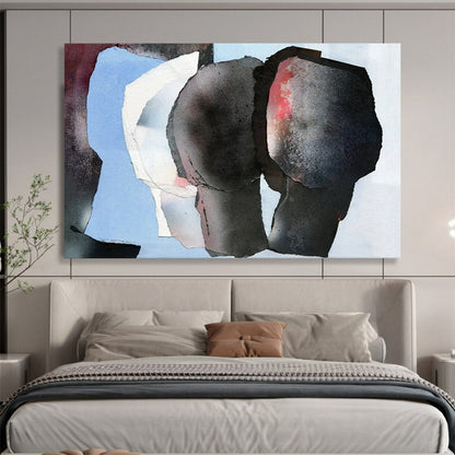 “Color - Accented Silhouette Collage” – Abstract Mixed - Media Collage CT1782