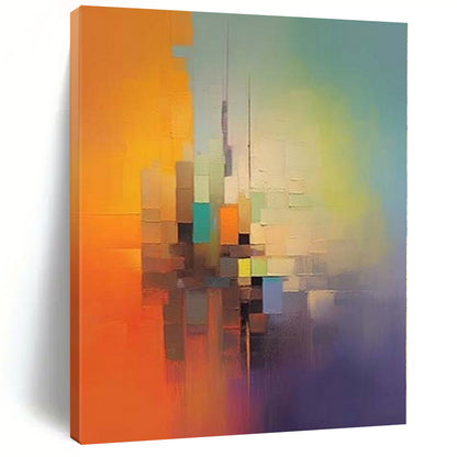 “Colorful Gradient Cityscape” Abstract Acrylic Art CT0234