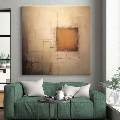 “Minimalist Brown and Beige Forms”，Abstract Geometric Acrylic Art CT0535