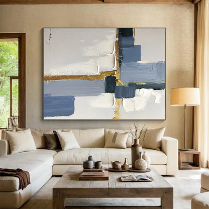 “Blue - Gold Geometric Abstract” - Abstract Geometric Art CT0506