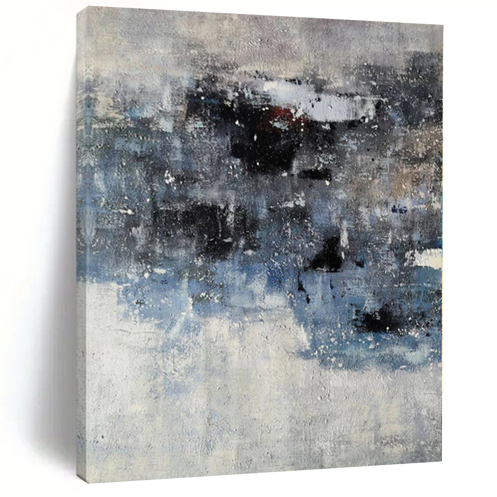 “Muted Blues and Greys Abstract”，Subtle - Toned Abstract Painting CT0359