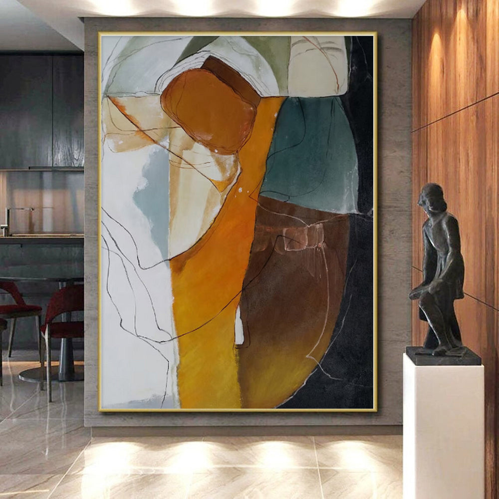 “Colorful Abstract Figure with Lines” - Abstract Expressionist Art CT0401