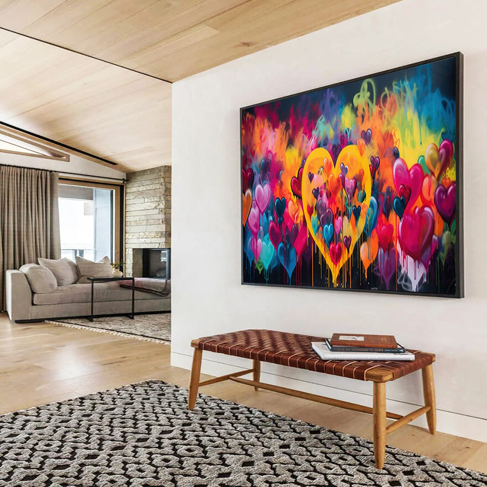 “Colorful Heart Graffiti” - Brights, pinks, purples, yellows; vibrant, dripping heart graffiti CT1630