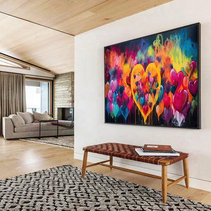 “Colorful Heart Graffiti” - Brights, pinks, purples, yellows; vibrant, dripping heart graffiti CT1630