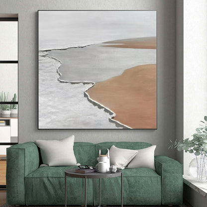 “White - Brown Minimalist Landscape” - Abstract Minimalist Landscape CT0406