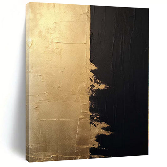 “Gold - black Textured Contrast” Minimalist Acrylic Art CT0233