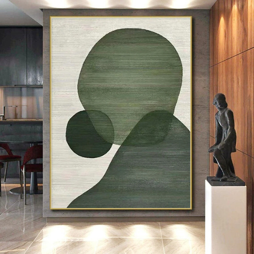 “Green Geometric Shapes”，Abstract Minimalist Acrylic Art CT0593