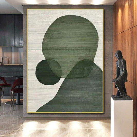 “Green Geometric Shapes”，Abstract Minimalist Acrylic Art CT0593