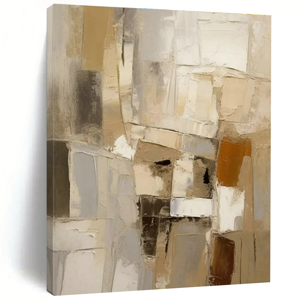 “Neutral - Toned Textured Cubes”，Abstract Textured Art CT0610