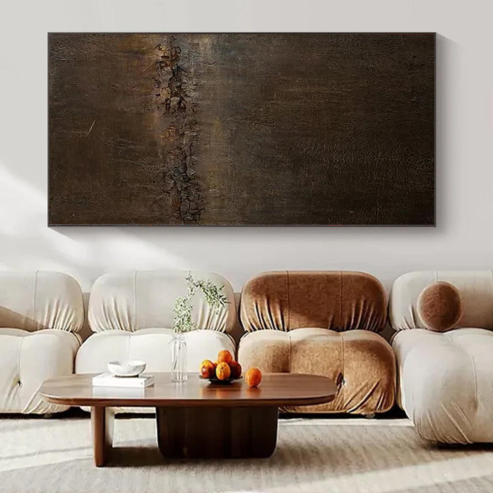“Dark Brown Textured Abyss” Abstract Encaustic Art CT0119