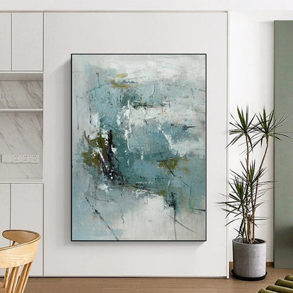 “Blue and Green Abstract with Dark Accents”，Nature - Inspired Abstract Painting CT0368