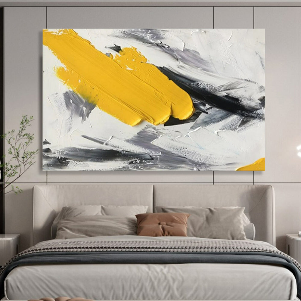 “Bold Strokes” - Bright yellow, blacks, whites; thick, expressive paint strokes CT1509