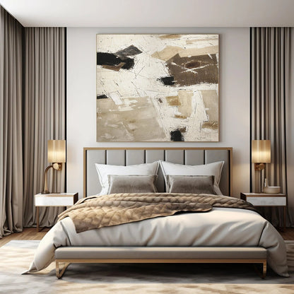 “Beige - Black Abstract Collage” Abstract Mixed - Media Creation CT0128