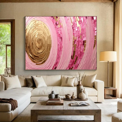 “Pink & Gold Spiral Dream” – Textured Abstract Acrylic Painting CT1707