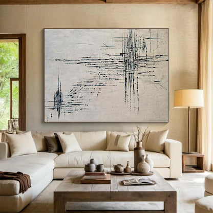 “Black - Blue Linear Abstraction” - Abstract Minimalist Art CT0469