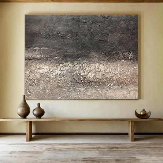 “Dark Textured Layers” - Charcoals, grays, browns; deep, cracked - texture abstraction CT1629