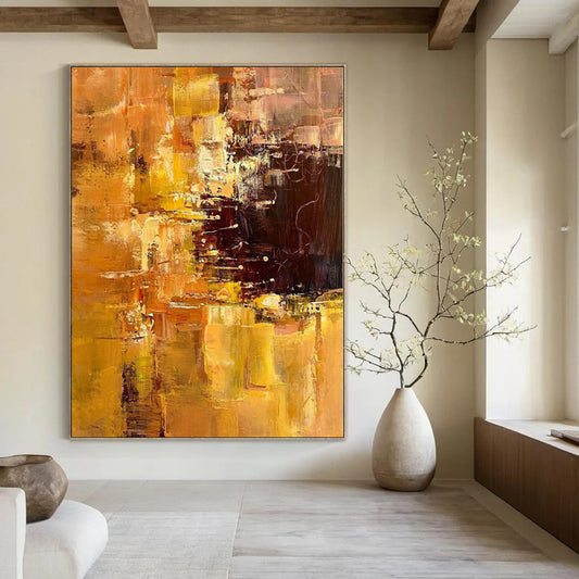 “Gold - Brown Abstract Layers” Impressionistic Acrylic Art CT0212