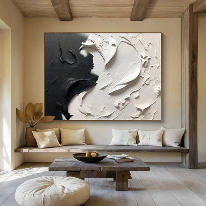 “Textured Monochrome Drama” – Abstract Acrylic Painting CT1729