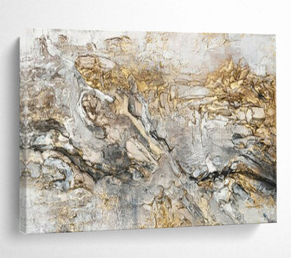 “Golden - Gray Abstract Textures” – Abstract Oil Painting CT1775