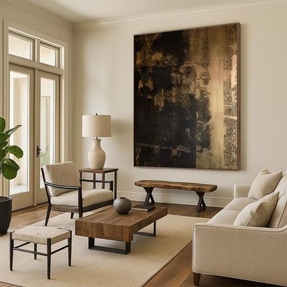 “Dark Textured Abstract Forms”，Abstract Textural Mixed - Media Art CT0529